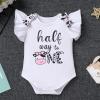 Baby Girl 1/2 Birthday Outfit Baby Girl Cowgirl Outfit Ruffle Short Sleeve T-Shirt Romper Mini Tutu Skirts Baby Cow Costume Holy Cow Im One Birthday Girl Outfit Cow Half way to one 1/2Y view 4