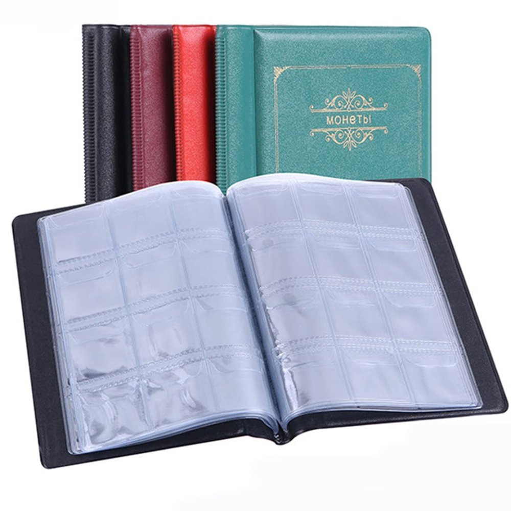 120 Pockets 10 Pages Money Book Coin Storage Album For Coins Holder Collection Books Royal Coin Collection Book (Claret)