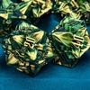 ARUOHHA DND Metal Dice Set Yellow Green Leaf Design Polyhedral Dice with Box, 7PCS D and D Dice RPG Role Playing Games D20 D12 D10 D8 D6 view 2
