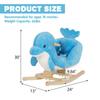 Kinsuite Rocking Horse Rocker - Animals Ride-On Toy, Plush Wooden Rocker with Nursery Rhyme Seat Belts, Dolphin view 4