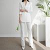 Pulcykp Office Women Autumn Long Sleeve Western Decoration High Waist Trousers Set Two Pieces White Set XL view 4
