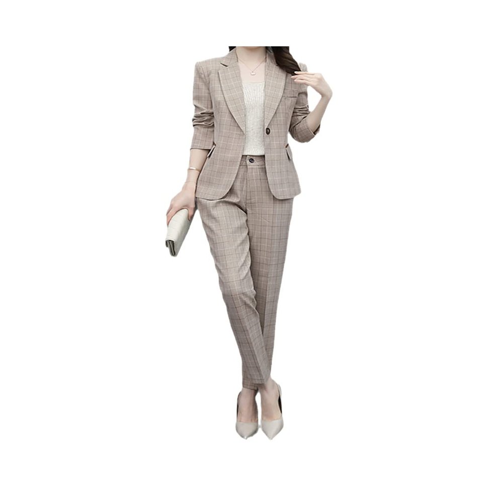 Pencil Jacket Set Office Two Piece Plaid Casual Women Spring and Autumn Cool Trousers XXXL