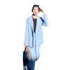 Pulcykp Office Women Autumn Long Sleeve Western Decoration High Waist Trousers Set Two Pieces Light Blue Set M view 1
