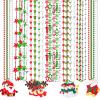 NOVWANG 21Pcs Christmas Necklaces Metallic Bead Red White Green Necklace with Santa Claus Christmas Tree Snowman Elk Snowflake for Memorial Day Party Favors Supplies Decorations, 7 Style view 1