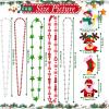 NOVWANG 21Pcs Christmas Necklaces Metallic Bead Red White Green Necklace with Santa Claus Christmas Tree Snowman Elk Snowflake for Memorial Day Party Favors Supplies Decorations, 7 Style view 2