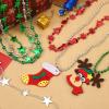 NOVWANG 21Pcs Christmas Necklaces Metallic Bead Red White Green Necklace with Santa Claus Christmas Tree Snowman Elk Snowflake for Memorial Day Party Favors Supplies Decorations, 7 Style view 3