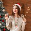NOVWANG 21Pcs Christmas Necklaces Metallic Bead Red White Green Necklace with Santa Claus Christmas Tree Snowman Elk Snowflake for Memorial Day Party Favors Supplies Decorations, 7 Style view 4