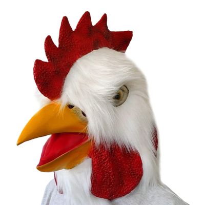 Totority Chicken Head Mask Plush Rooster Costume Hat Realistic Animal Mask for Halloween Cosplay Party Prank Photo Prop Portable Size