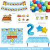 106 PCs Two Infinity and Beyond Birthday Decorations, Homond Toy Themed 2nd Birthday Decorations Balloon Garland Arch Backdrop Highchair Banner Tablecloth Cake Topper Blue view 2