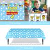 106 PCs Two Infinity and Beyond Birthday Decorations, Homond Toy Themed 2nd Birthday Decorations Balloon Garland Arch Backdrop Highchair Banner Tablecloth Cake Topper Blue view 4
