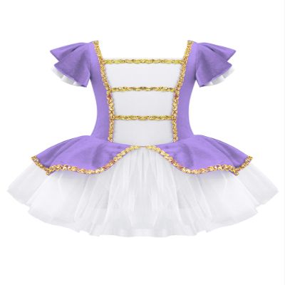 winying Kids Girls Ringmaster Circus Costume Halloween Performance Ruffles Sleeve Tutu Skirts Dance Dress Leotard Purple 10 Years