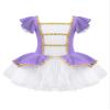 winying Kids Girls Ringmaster Circus Costume Halloween Performance Ruffles Sleeve Tutu Skirts Dance Dress Leotard Purple 10 Years view 1