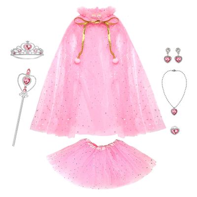 BesJonie Princess Dresses for Girls,Princess Dress Up Clothes Cape Skirt Toys for 3 4 5 6 Year Old Girl Birthday Gift Ideas (Pink)