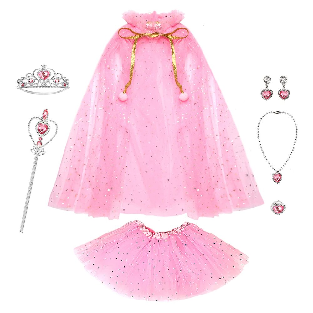 BesJonie Princess Dresses for Girls,Princess Dress Up Clothes Cape Skirt Toys for 3 4 5 6 Year Old Girl Birthday Gift Ideas (Pink)