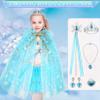 BesJonie Princess Dresses for Girls,Princess Dress Up Clothes Cape Skirt Toys for 3 4 5 6 Year Old Girl Birthday Gift Ideas (Blue Snowflake) view 2
