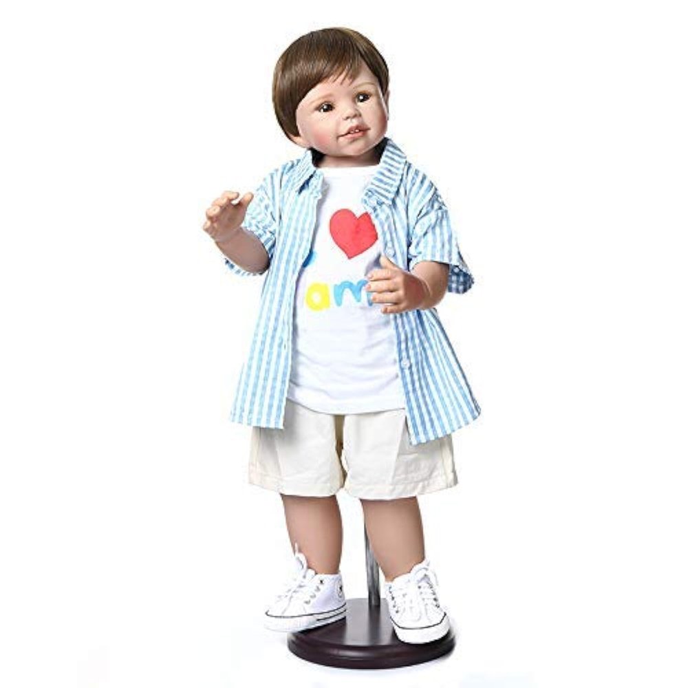 Pinky Reborn 28inch Reborn Toddler Dolls Boy Huge Baby Full Body Hard Vinyl Handmade Datails Real Realistic Age Dress Masterpiece Doll Model Collectible