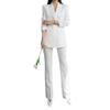 Pulcykp Office Women Autumn Long Sleeve Western Decoration High Waist Trousers Set Two Pieces White Set XXL view 1