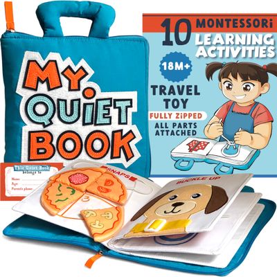 My Quiet Book - Toddler Travel Car Plane Airplane - All Parts Attached - Activity Montessori Board Book, Travel Toys for Toddlers 1-3, Gifts for 1 2 3 4 Year Old Girl, Birthday Gifts Toys Age 2-4