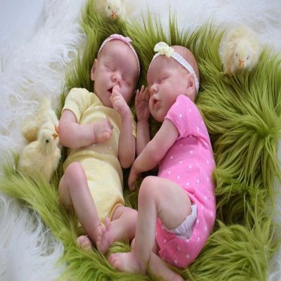 Pinky Reborn Dolls Twins-18 Inch Lifelike Baby Dolls, Cloth Body Eyes Closed Sleeping Newborn Babe Looks Realistic Real Baby Dolls Child Toys Xmas