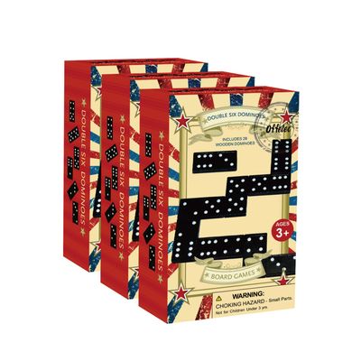 Offelec Wooden 3 Pack Double 6 Domino Set - 28 Tiles Each | Classic Family Table Games for Kids, Adults, and Parties | Perfect for Classroom, Travel, Durable Board Game for Fun Nights