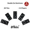 Offelec Wooden 3 Pack Double 6 Domino Set - 28 Tiles Each | Classic Family Table Games for Kids, Adults, and Parties | Perfect for Classroom, Travel, Durable Board Game for Fun Nights view 2
