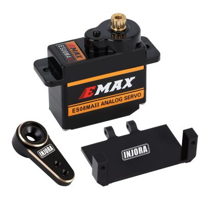 INJORA RC Servo Steering Servo with Servo Mount and Horn for AX24 RC Car Boat Model Parts Axial SCX24 Upgrade Parts (Brass Black)