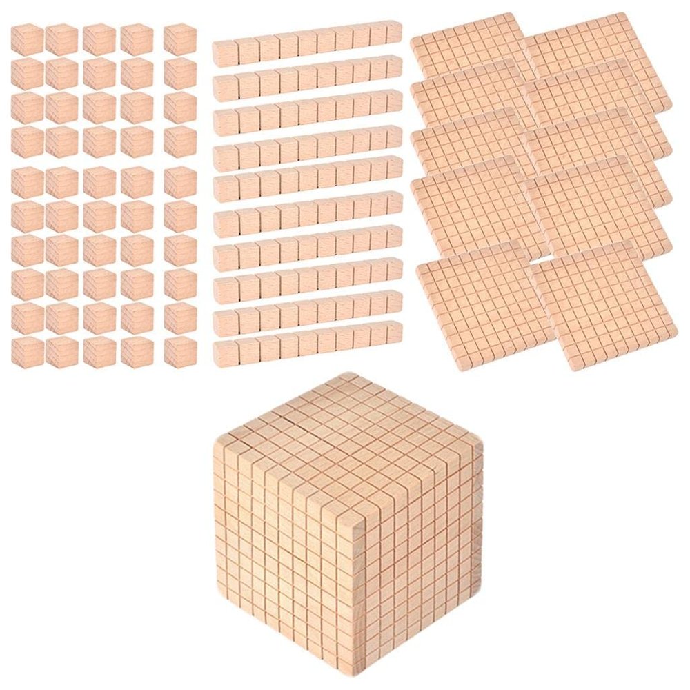 Gazechimp Montessori DIY Wooden Base Ten Blocks Math Manipulative Early Math Learning, Package C