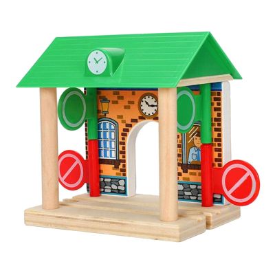 Gazechimp Wooden Train Railway Track Accessories, Barricade Station