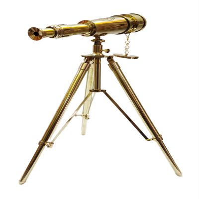 Vintage Solid Brass Single Barrel Spyglass Telescope with Tripod Marine Scope Balcony Home Decorative View Gift Christmas/New Year/Birthday Gift