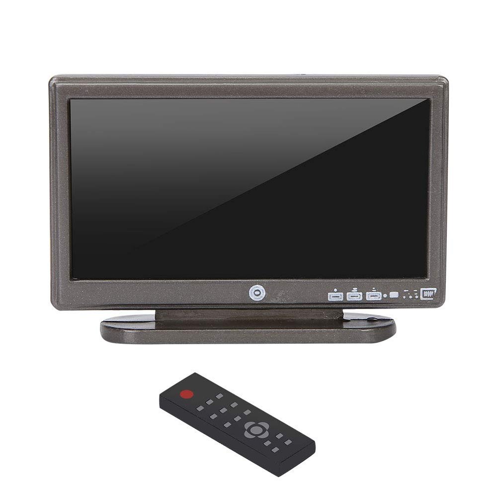 Dollhouse Miniature TV,1:12 Miniature TV Television with Remote Control for Doll House Accessories and Furniture Dollhouse Decoration Accessories