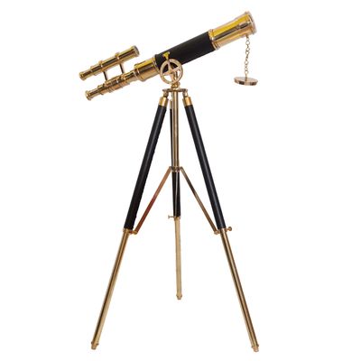 Nautical Vintage Double Barrel Brass Nautical High Magnification Telescope Adjustable Leather Tripod Stand Scope