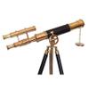 Nautical Vintage Double Barrel Brass Nautical High Magnification Telescope Adjustable Leather Tripod Stand Scope view 2