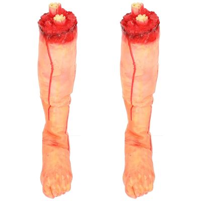 Body Parts Halloween Props 2pcs Foot Dead Artificial Blood Simulation Vampire Props Prank Terror Creepy Haunted Decorations Parts Prop House Hands Part Severed Broken Body Model