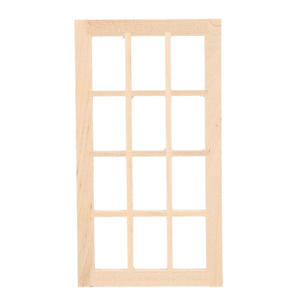 SPYMINNPOO Dollhouse Window, 1:12 Dollhouse Mini Furniture Miniature Model Wooden 12 Pane Window DIY Accessories Sportinggoods Doll Accessories(Plain?