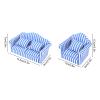 Dollhouse Furniture, 3Pcs Dollhouse Sofa Set Pine Cloth Double Sofa 2 Single Sofa Light Color Strip Miniature Sofa for 1:12 Doll House (Blue) Miniature Dollhouse Accessories view 3