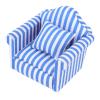 Dollhouse Furniture, 3Pcs Dollhouse Sofa Set Pine Cloth Double Sofa 2 Single Sofa Light Color Strip Miniature Sofa for 1:12 Doll House (Blue) Miniature Dollhouse Accessories view 4