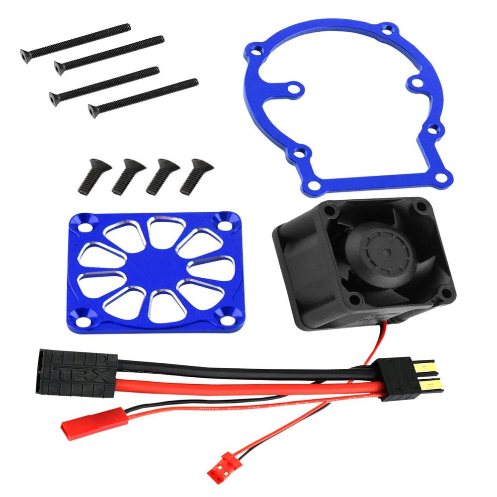 RCMYou RC Motor Heatsink w/Cooling Fan Upgrades Part for 1/8 Sledge 4WD #95076-4, Aluminum Cooling Fan Motor Heatsink Hops Up for 1/8 4Wd Sledge Monster Truck,Navy Blue