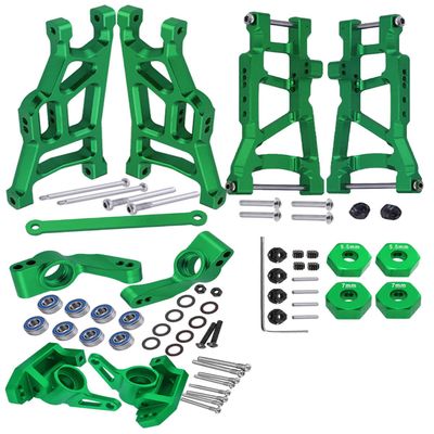 RCMYou Upgrades Part for 1/10 Slash 2WD,Alloy Front Rear Suspension Arm,Caster Block,Steering Blocks,Rear Stub Axle Carriers Upgrades Hops Up Set for Slash 2WD,Green