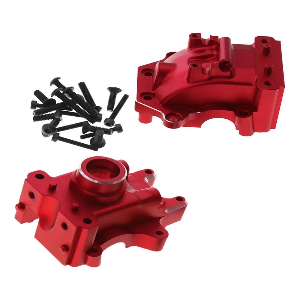 RCMYou Aluminum Gear Box Upgrades Part for 1/8 Sledge 4WD,Front Rear Universal Gear Box Housing, RC Alloy Gearbox Hops up for Sledge Monster Truck RC Car #95076-4,Replace #9529, Red