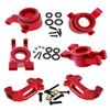 RCMYou RC Alloy Caster Block & Steering Blocks & Rear Stub Axle Carriers Upgrades Part for 1/8 Sledge 4WD, Hops up for Sledge 4WD Monster Truck #95076-4,Replace #9537,#9532,#9552,Red view 1