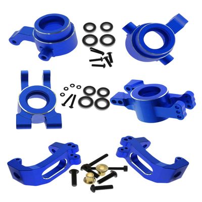 RCMYou RC Alloy Caster Block & Steering Blocks & Rear Stub Axle Carriers Upgrades Part for 1/8 Sledge 4WD, Hops up for Sledge 4WD Monster Truck #95076-4,Replace #9537,#9532,#9552,Navy Blue