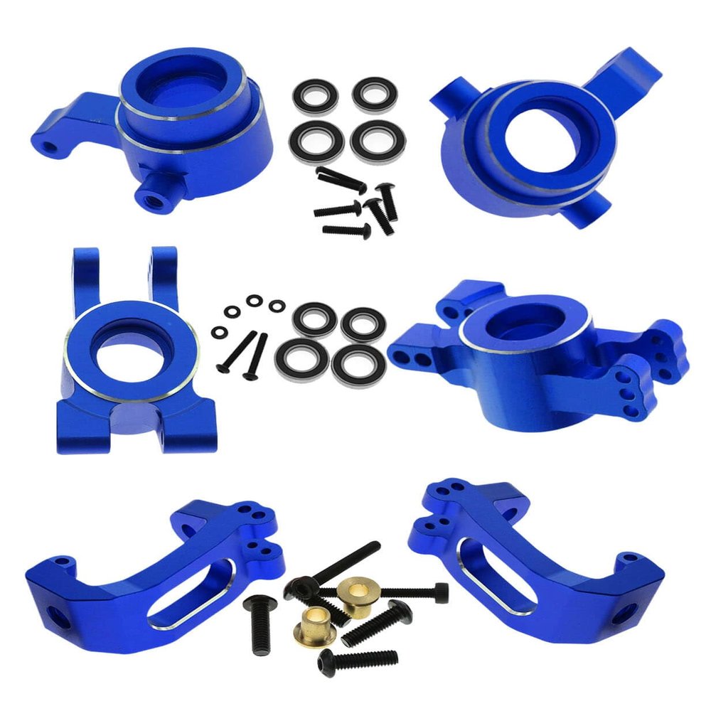 RCMYou RC Alloy Caster Block & Steering Blocks & Rear Stub Axle Carriers Upgrades Part for 1/8 Sledge 4WD, Hops up for Sledge 4WD Monster Truck #95076-4,Replace #9537,#9532,#9552,Navy Blue