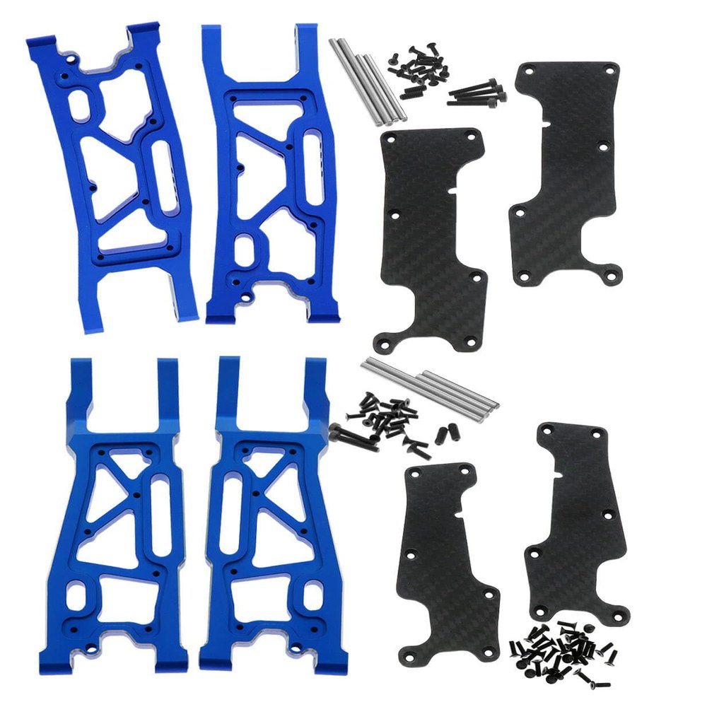 RCMYou Aluminum Suspension Arms Upgrades Part for 1/8 Sledge 4WD #95076-4, 4pcs Alloy Front Rear Swing Arm Hops Up w/Carbon Fibre Dust-Proof Protection Plate,Navy Blue