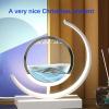 LFFH Hourglass Table LampMoving Sand Art Picture 3D Glass Deep Sea Sandscape Flowing Sand Frame Desktop Ornaments Quicksand Painting (Color : Black, Size : 26x30cm) view 4