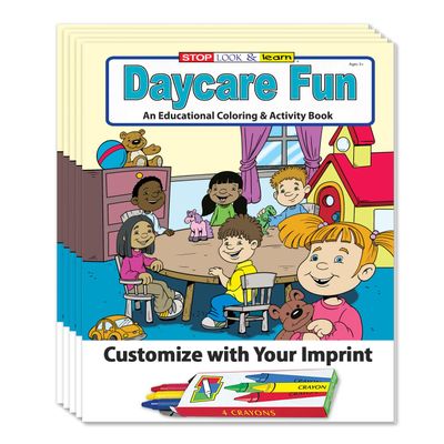 ZOCO Daycare Fun Custom Coloring Books (250 Bulk Pack, with Crayons) Preschool Educational Games, Puzzles, Activities for Kids
