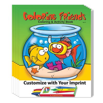 ZOCO Coloring Friends Custom Coloring Books (250 Bulk Pack, With Crayons) Learn About Pets Veterinarian Supplies Games, Puzzles, Fun Activities for Kids
