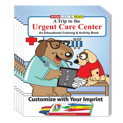 ZOCO Visit to The Urgent Care Center Custom Kids Educational Coloring Books (250 Bulk Pack, with Crayons) Safety & Emergency, Hospital Handout Games, Puzzles, Fun Activities for Kids