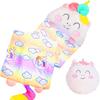 Nalexmi Happy Kids Sleeping Bag, Animal Bags, Sleepy Sack, Comfy, Cozy, Compact, Sleeping Bag with Pillow, Soft Pillow, Nap Mat, Wram Plush with Cotton, Slumber Bag (Rainbow uni) view 1
