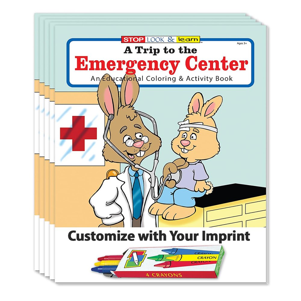 ZOCO Custom Emergency Room (ER) Coloring Books for Kids (250 Bulk Pack, With Crayons) Learn About Hospitals, Doctors & Nurses Educational Activity Book for Hospital Visits