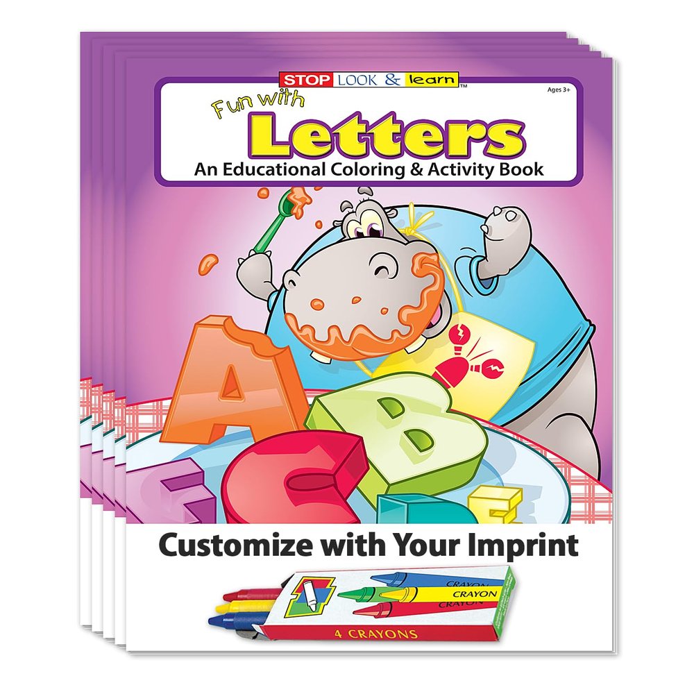 ZOCO Custom Alphabet Coloring Books for Kids (250 Bulk Pack, With Crayons) ABC Learning Activities for Preschool & Kindergarten Letter Tracing, Puzzles, Games Classroom & School Supplies